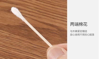 100/1000pcs Unscented Cotton Swabs, Double-Headed, Wooden Stick, Makeup Removal & Cleaning Ear Cotton Swabs