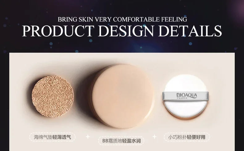 BIOAQUA Air Cushion BB Cream Natural Brighten Concealer Moisturizer Foundation Face Makeup Facial Base Perfect Cover Cosmetics