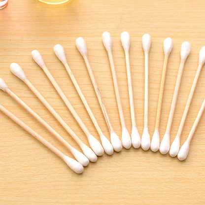 Disposable sanitary cotton swabs, soft bags, wooden sticks, double ended cotton swabs, cleaning cotton swabs, 100 pieces in tota