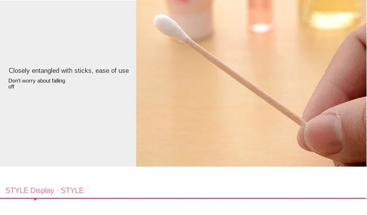 Disposable sanitary cotton swabs, soft bags, wooden sticks, double ended cotton swabs, cleaning cotton swabs, 100 pieces in tota