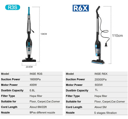 INSE R3S/R6X Corded Vacuum Cleaner Handheld Stick Vacuum Powerful 3 in1 Lightweight Vacuum Cleaners for Home Hard Floor Pet Hair