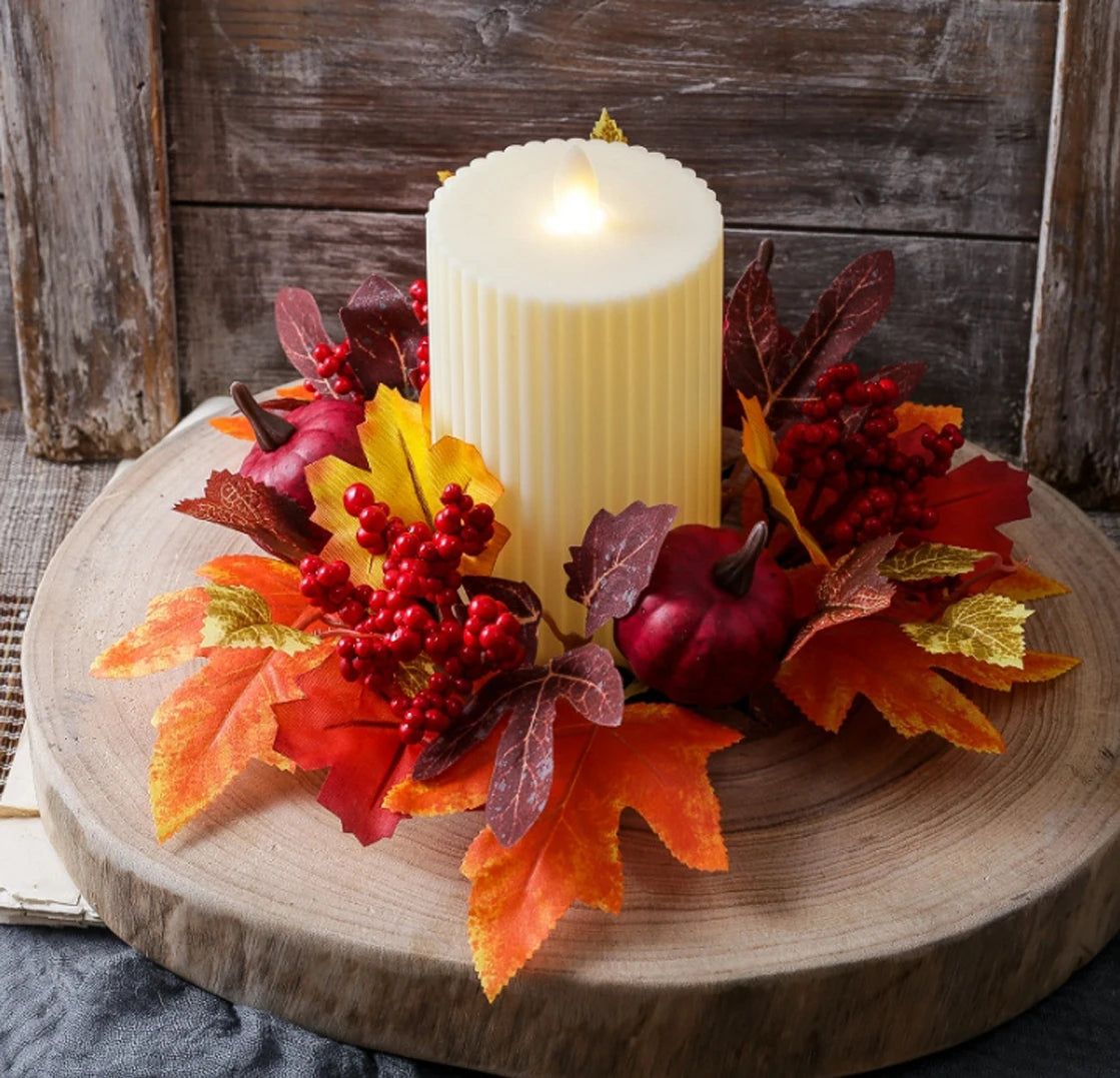 Christmas Wreath Festive Thanksgiving Day Decoration Autumn Floral Wreath Long-Lasting Berry Harvest Wreath For Party