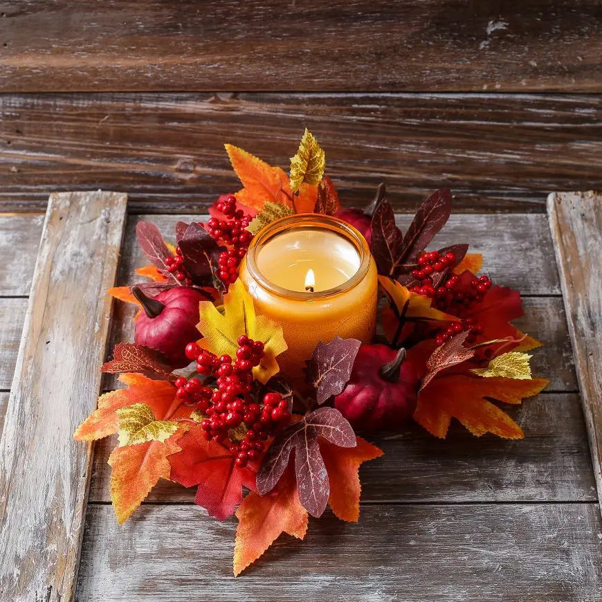 Christmas Wreath Festive Thanksgiving Day Decoration Autumn Floral Wreath Long-Lasting Berry Harvest Wreath For Party