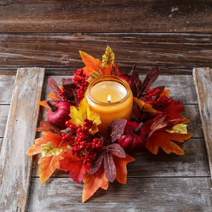 Christmas Wreath Festive Thanksgiving Day Decoration Autumn Floral Wreath Long-Lasting Berry Harvest Wreath For Party