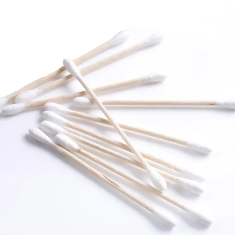 Disposable sanitary cotton swabs, soft bags, wooden sticks, double ended cotton swabs, cleaning cotton swabs, 100 pieces in tota