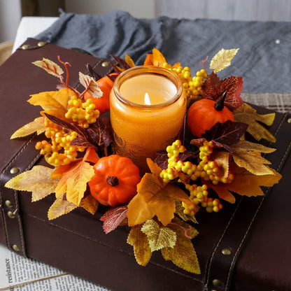 Christmas Wreath Festive Thanksgiving Day Decoration Autumn Floral Wreath Long-Lasting Berry Harvest Wreath For Party