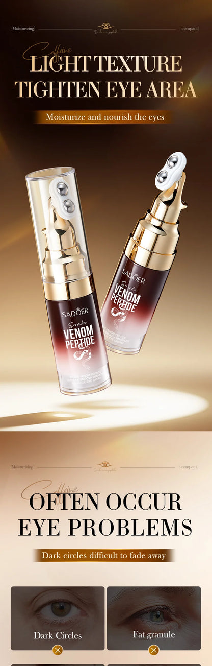 Snake Venom Eye Cream Anti- Wrinkle With Roller Ball Quick Hydrating Refreshing Caffeine Eye Serum Fades Fine Lines Skin Care