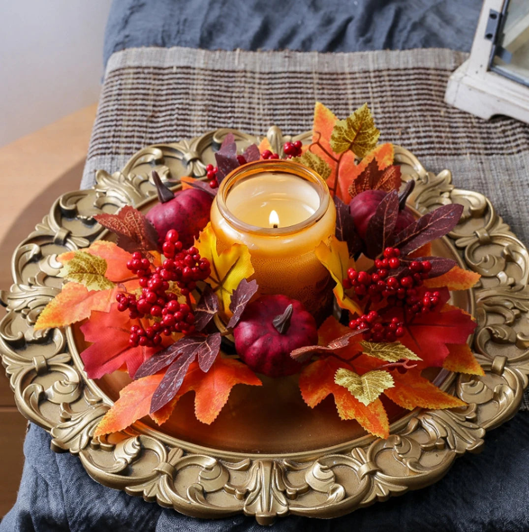 Christmas Wreath Festive Thanksgiving Day Decoration Autumn Floral Wreath Long-Lasting Berry Harvest Wreath For Party