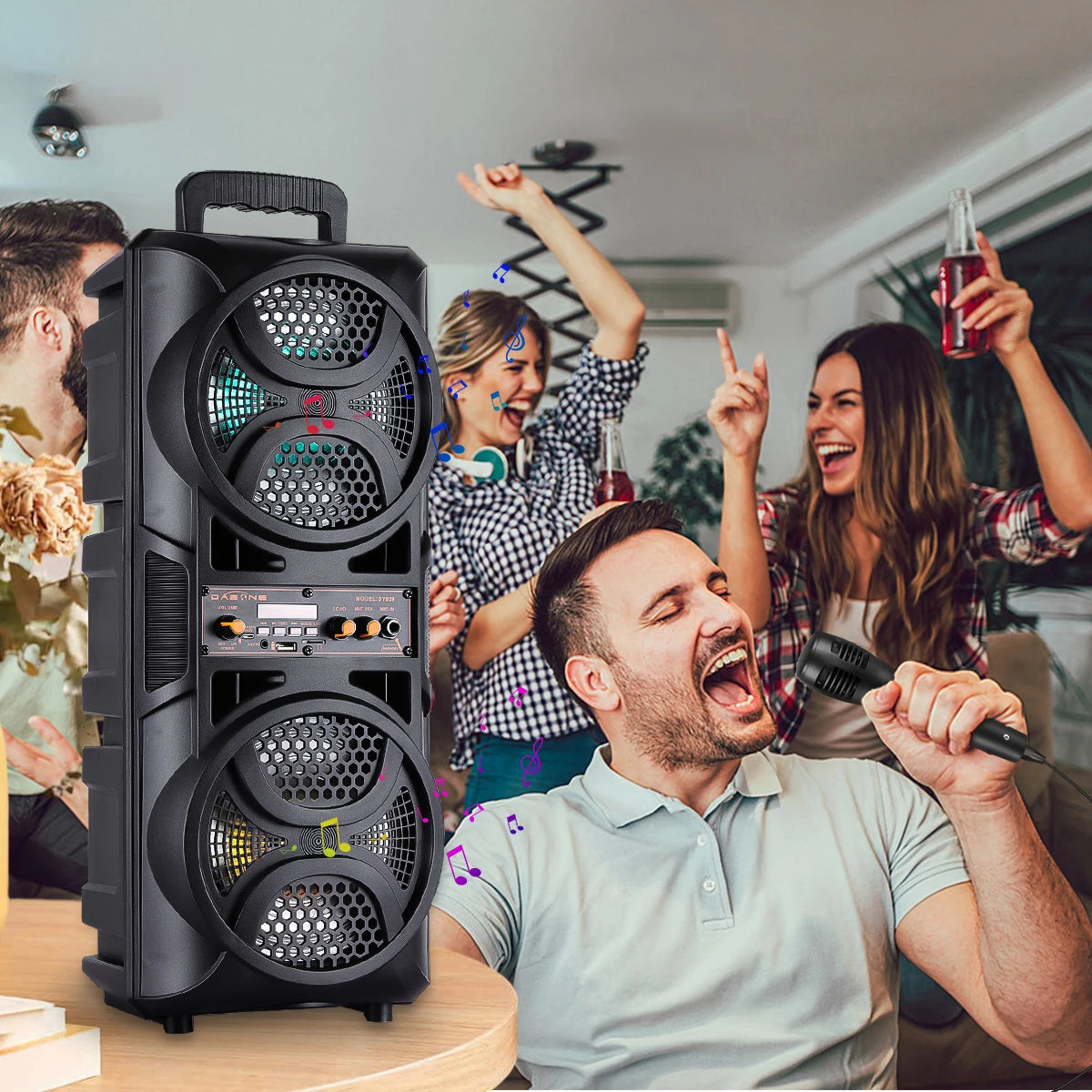 3000W Portable Bluetooth Speaker Subwoofer Heavy Bass Sound System DJ Party Home Outdoor Speakers & Microphone Remote LED Light