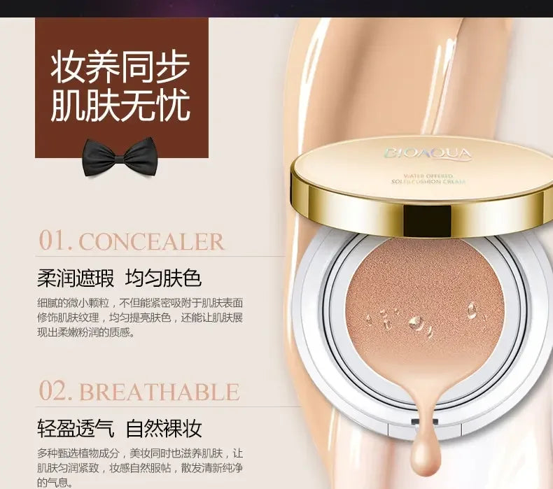 BIOAQUA Air Cushion BB Cream Natural Brighten Concealer Moisturizer Foundation Face Makeup Facial Base Perfect Cover Cosmetics