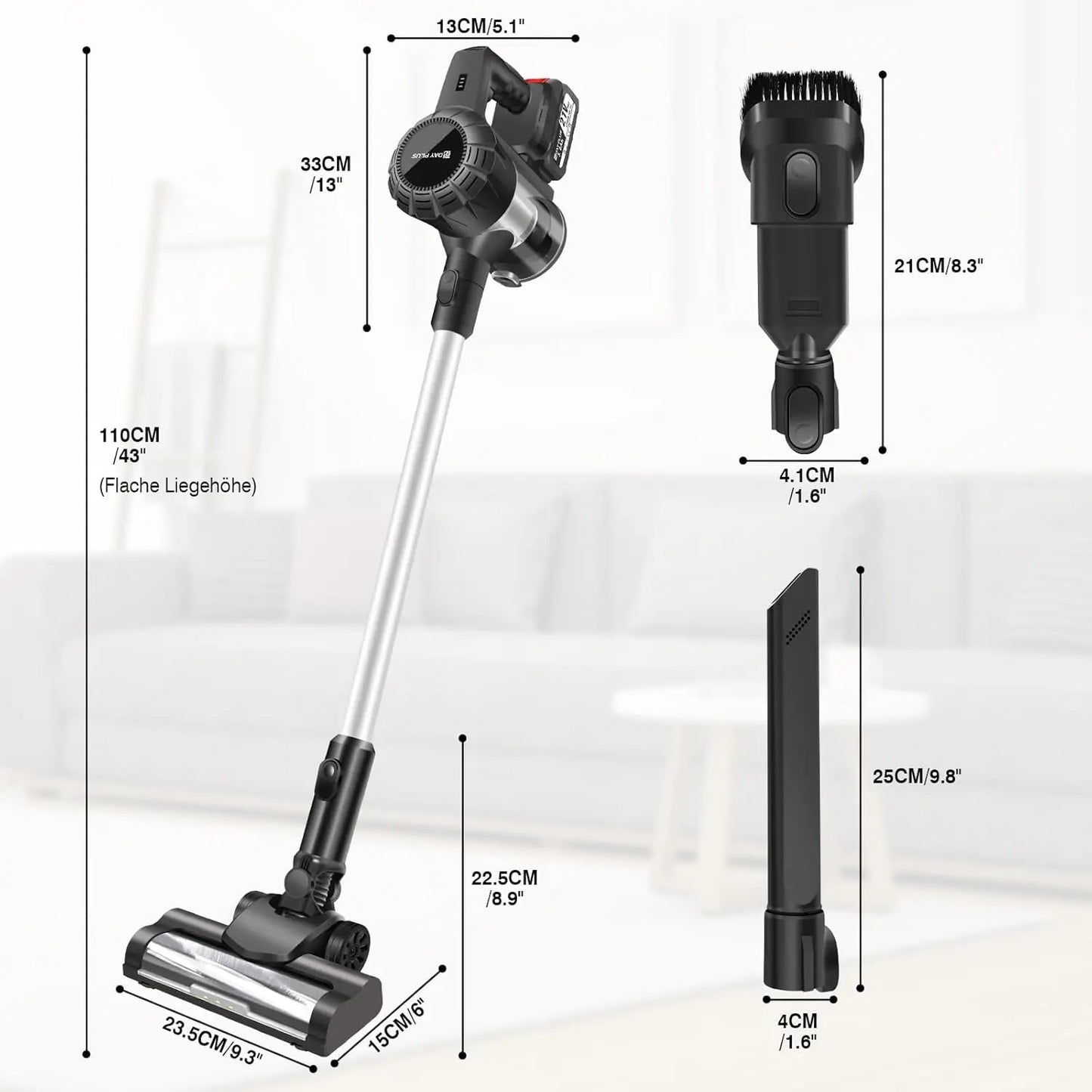 BRIEFNESS 3-in-1 Cordless Vacuum Cleaner Powerful Stick Vacuum Rechargeable Handheld Upright Vacuum Cleaner