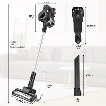 BRIEFNESS 3-in-1 Cordless Vacuum Cleaner Powerful Stick Vacuum Rechargeable Handheld Upright Vacuum Cleaner