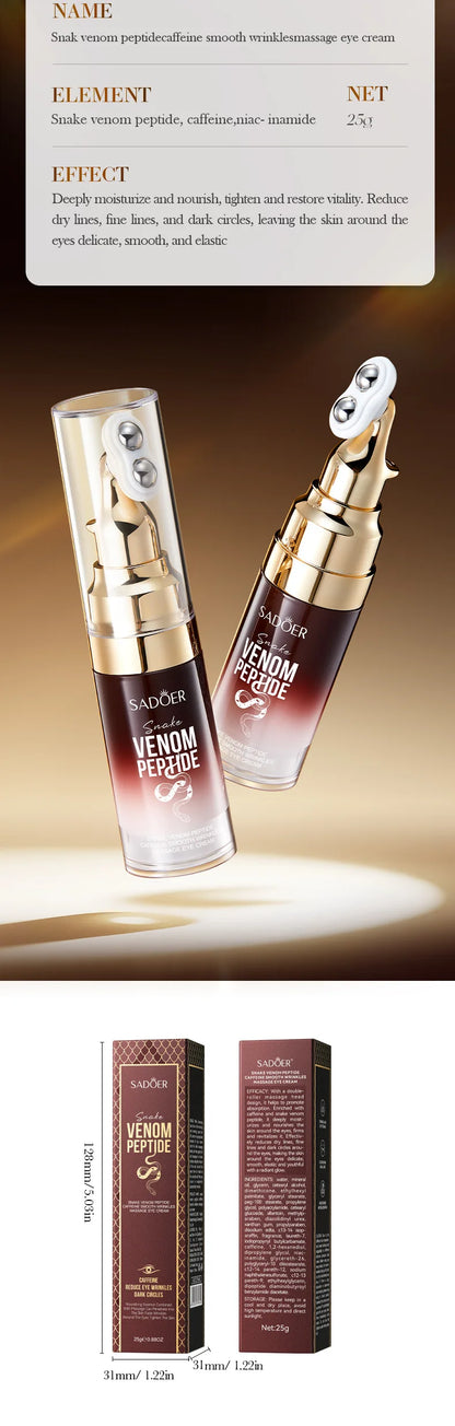 Snake Venom Eye Cream Anti- Wrinkle With Roller Ball Quick Hydrating Refreshing Caffeine Eye Serum Fades Fine Lines Skin Care