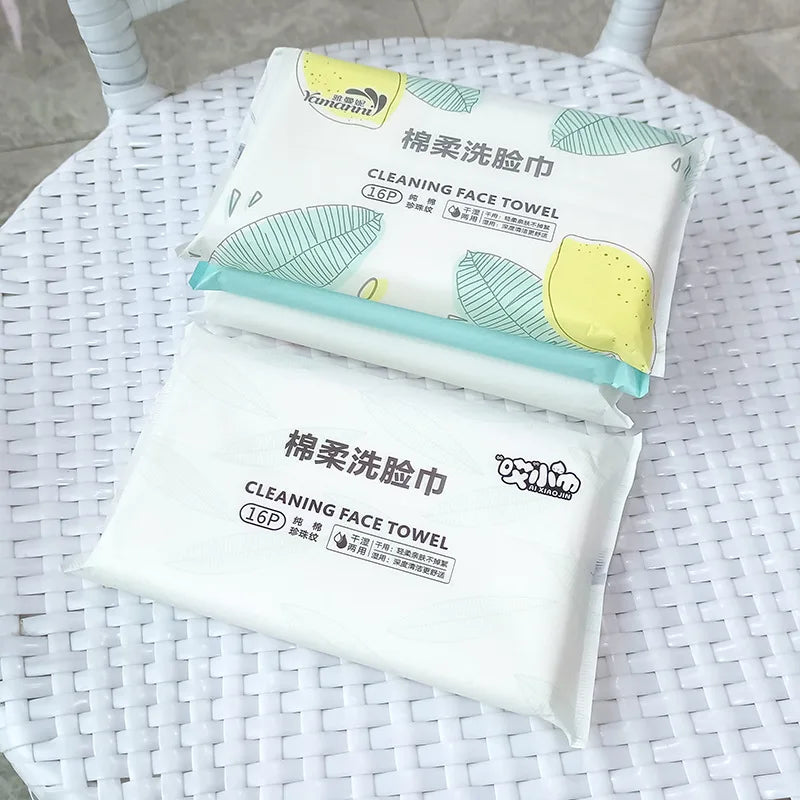 16pcs Face Towel Face Washing Travel Portable Cotton Tissue Wipe Soft Face Tissue Pearl Pattern Wet Dry Multi Use Disposable New