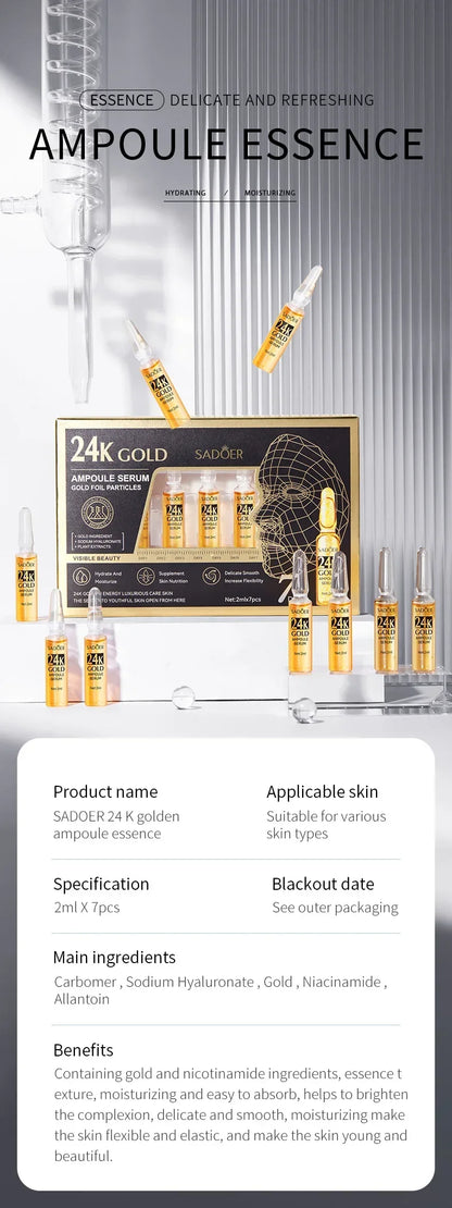 Vitamin C Face Whitening Serum Dark Spots Freckles Removal Hyaluronic Pore Minimizer Anti Aging Wrinkle Remove Golder Essence