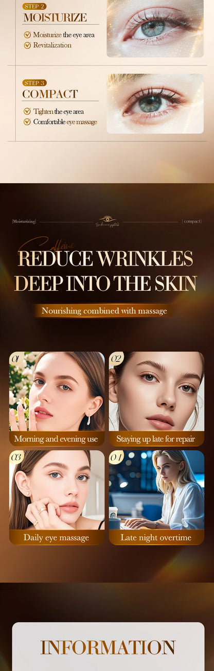 Snake Venom Eye Cream Anti- Wrinkle With Roller Ball Quick Hydrating Refreshing Caffeine Eye Serum Fades Fine Lines Skin Care