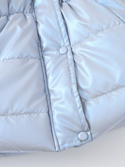 Children's Winter New Style Thickened Glossy Hooded Jacket for Boys and Girls, Mid-Length