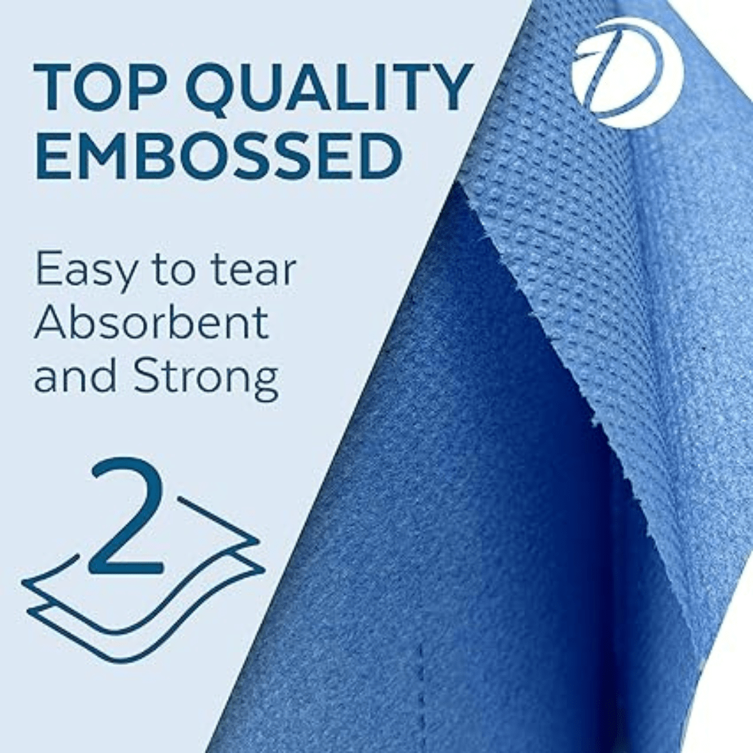 6pcs Blue Rolls 2 Ply Centrefeed Blue Roll Strong & Absorbent Blue Kitchen Rolls, Embossed Paper Towels Multi Fold Double Layer Tissue Roll, Household Cleaning Blue Rolls, Perfect for Commercial, Kitchen Use & Cleaning Toilet