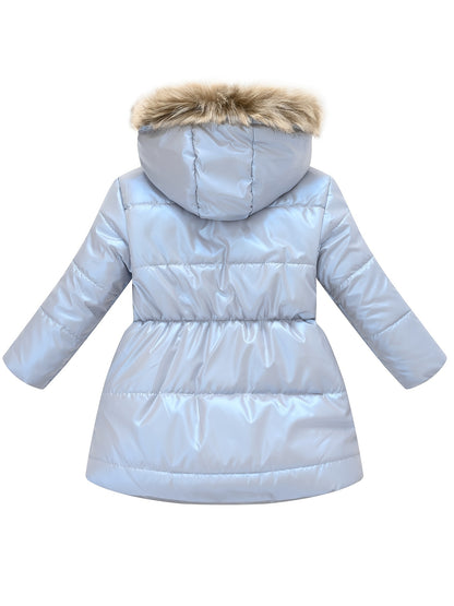 Children's Winter New Style Thickened Glossy Hooded Jacket for Boys and Girls, Mid-Length