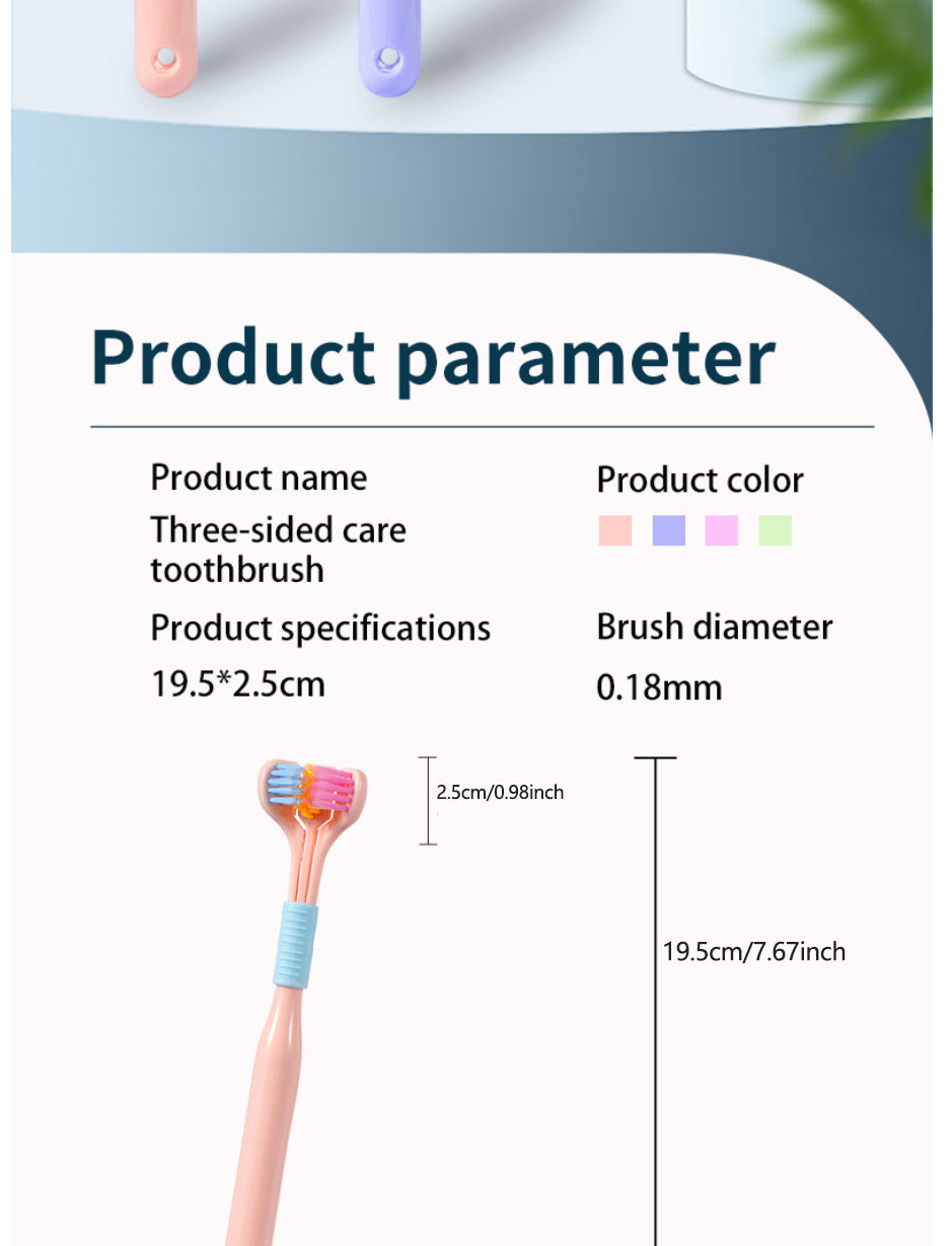 1pc Threesided Soft Bristle Toothbrush, Bristle Travel Toothbrush For Adult, Soft Bristle Toothbrush, Complete Teeth And Gum-Care Great Bristles Clean Each Tooth Soft And Gentle Toothbrush