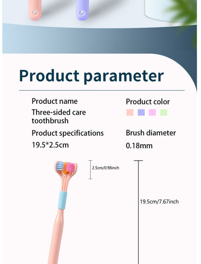 1pc Threesided Soft Bristle Toothbrush, Bristle Travel Toothbrush For Adult, Soft Bristle Toothbrush, Complete Teeth And Gum-Care Great Bristles Clean Each Tooth Soft And Gentle Toothbrush