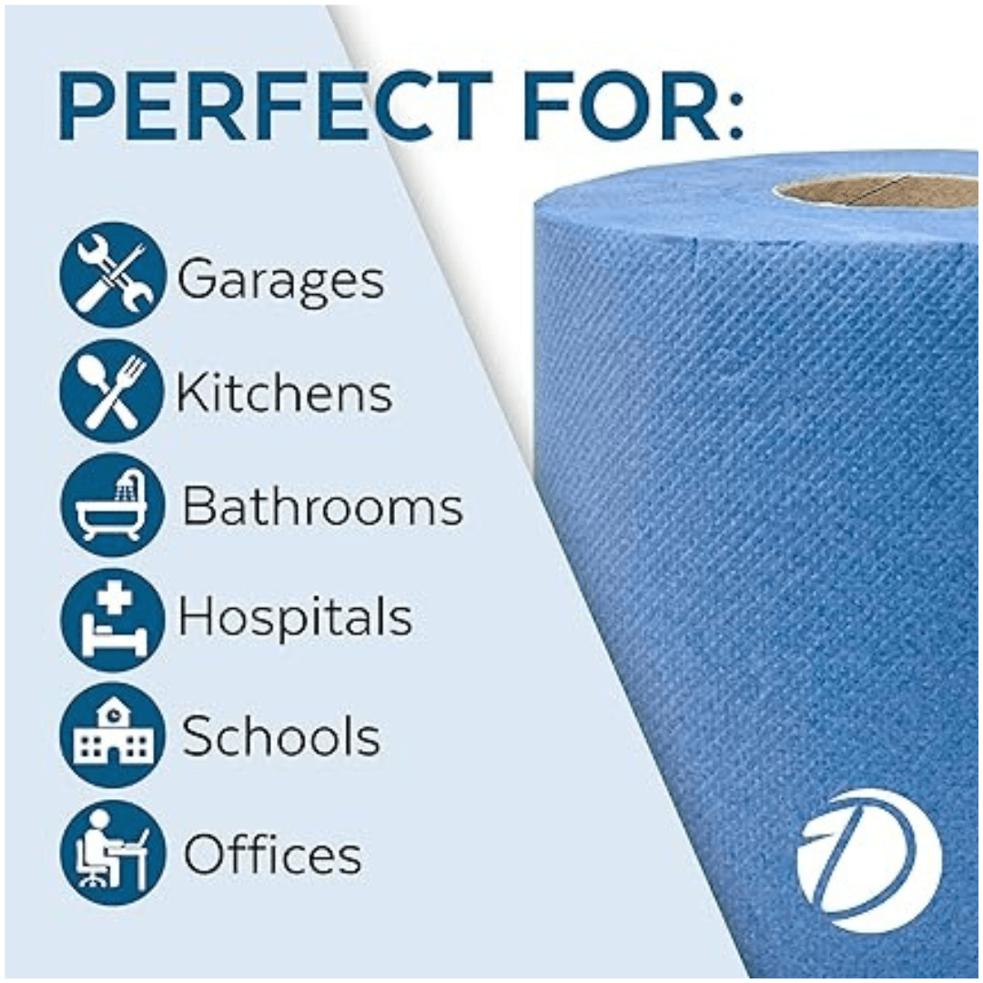 6pcs Blue Rolls 2 Ply Centrefeed Blue Roll Strong & Absorbent Blue Kitchen Rolls, Embossed Paper Towels Multi Fold Double Layer Tissue Roll, Household Cleaning Blue Rolls, Perfect for Commercial, Kitchen Use & Cleaning Toilet