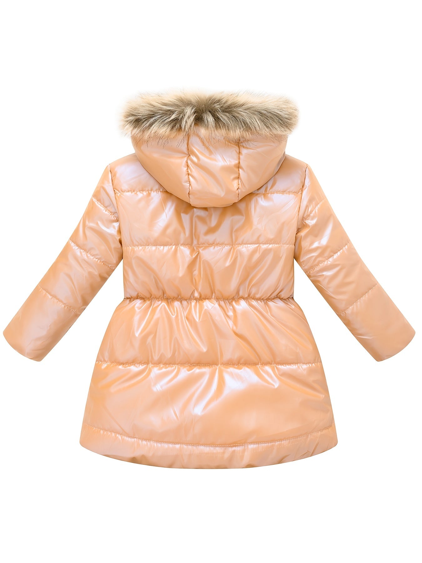 Children's Winter New Style Thickened Glossy Hooded Jacket for Boys and Girls, Mid-Length