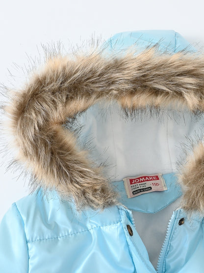 Children's Winter New Style Thickened Glossy Hooded Jacket for Boys and Girls, Mid-Length