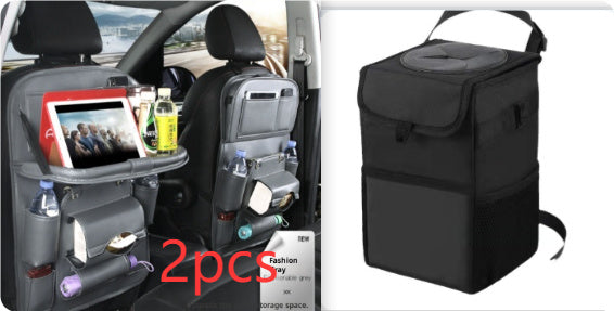 PU Leather Car Storage Bag Multifunction Seat Back Tray Hanging Bag Waterproof Car Organizer Automotive Interior Accessories