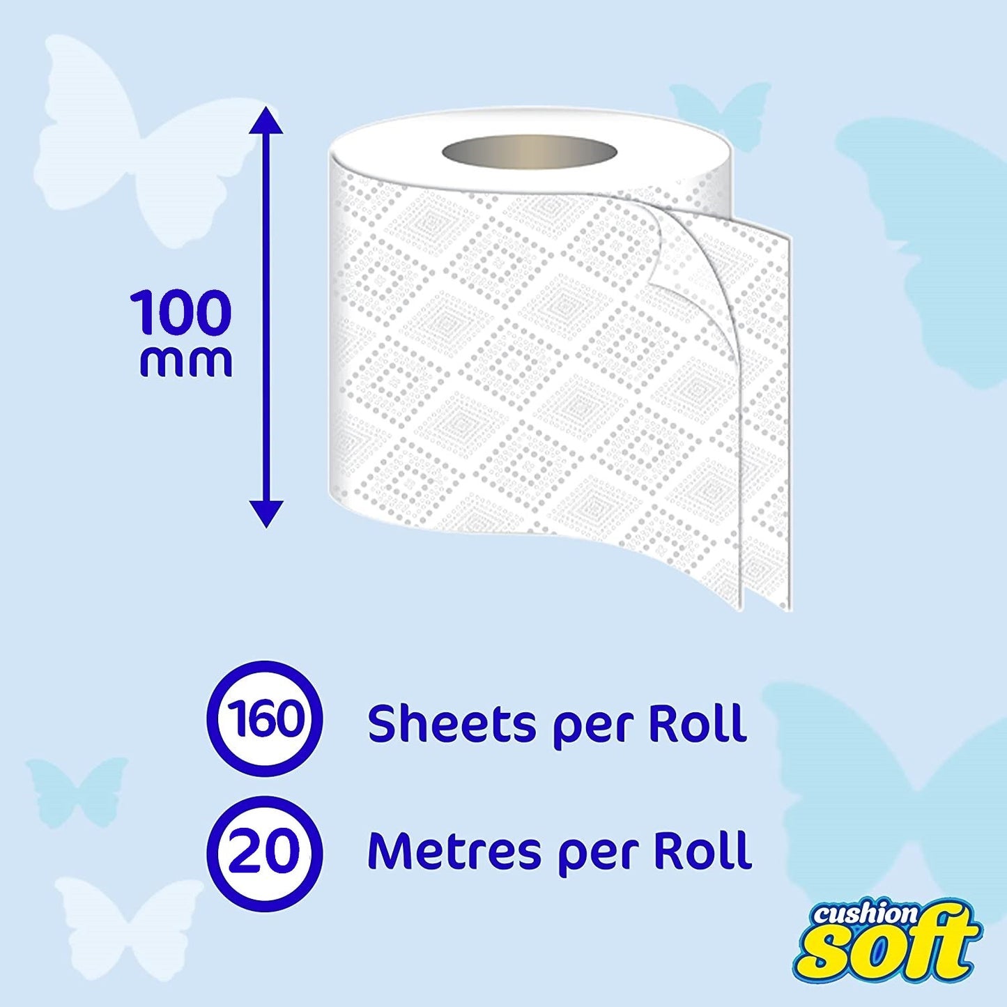 Cushion Soft Quilted Toilet Tissue Embossed 2-Ply Toilet Paper Strong, Unscented, Sustainably Sourced Bulk Pack 40