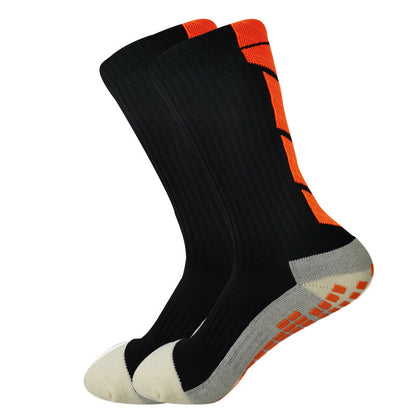Non-Slip Rubber Grip Cushioned Soccer Socks - Anti-Slip Training Socks with Non-Slip Traction, All-Season Athletic Socks for Football, Basketball, Running, Hiking