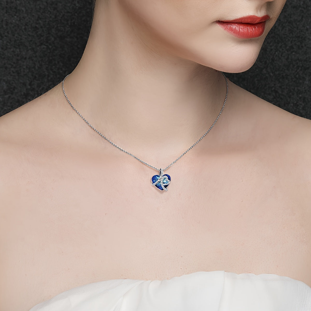 S925 Silver Heart Necklace for Women Pendant with "I love you forever" Engraved Perfect for Anniversaries & Valentine's Day