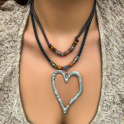 Women's Butterfly Wooden Bead Vintage Necklace
