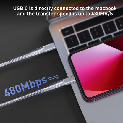 USB-C to Lightning Cable 1/2/3/4-Pack, 182.88cm Nylon Braided C-Type Fast Charging Cable for iPhone Charger, Compatible with iPhone 14/13/12/11 Pro Max in Gray and White