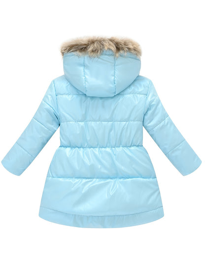 Children's Winter New Style Thickened Glossy Hooded Jacket for Boys and Girls, Mid-Length