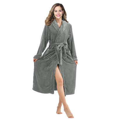 RONGTAI Womens Bathrobe Ladies Fleece Plush Warm Long Robes Fleece Nightgown Sleepwear