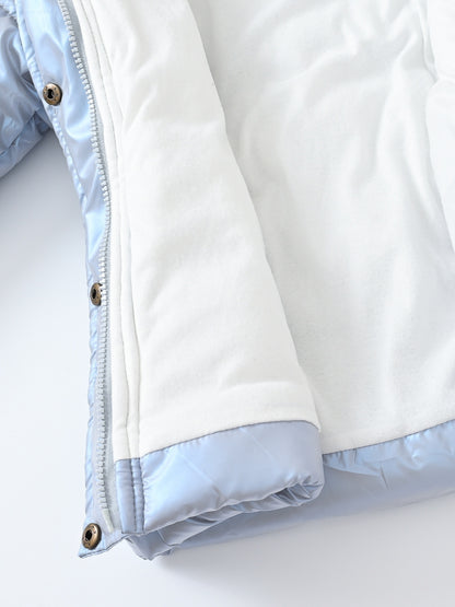 Children's Winter New Style Thickened Glossy Hooded Jacket for Boys and Girls, Mid-Length