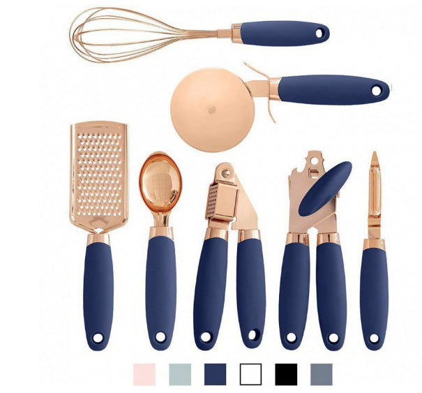 Durable Rose Gold Kitchen Tool Set - Elegant Stainless Steel