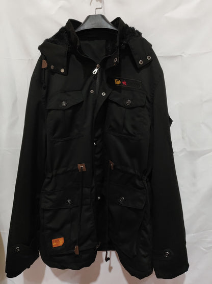 Winter Zip-up Coat Warm Thickened Detachable Hooded Jacket Multi-pocket  Button Drawstring Long Sleeve Tops Men's Cargo Clothing