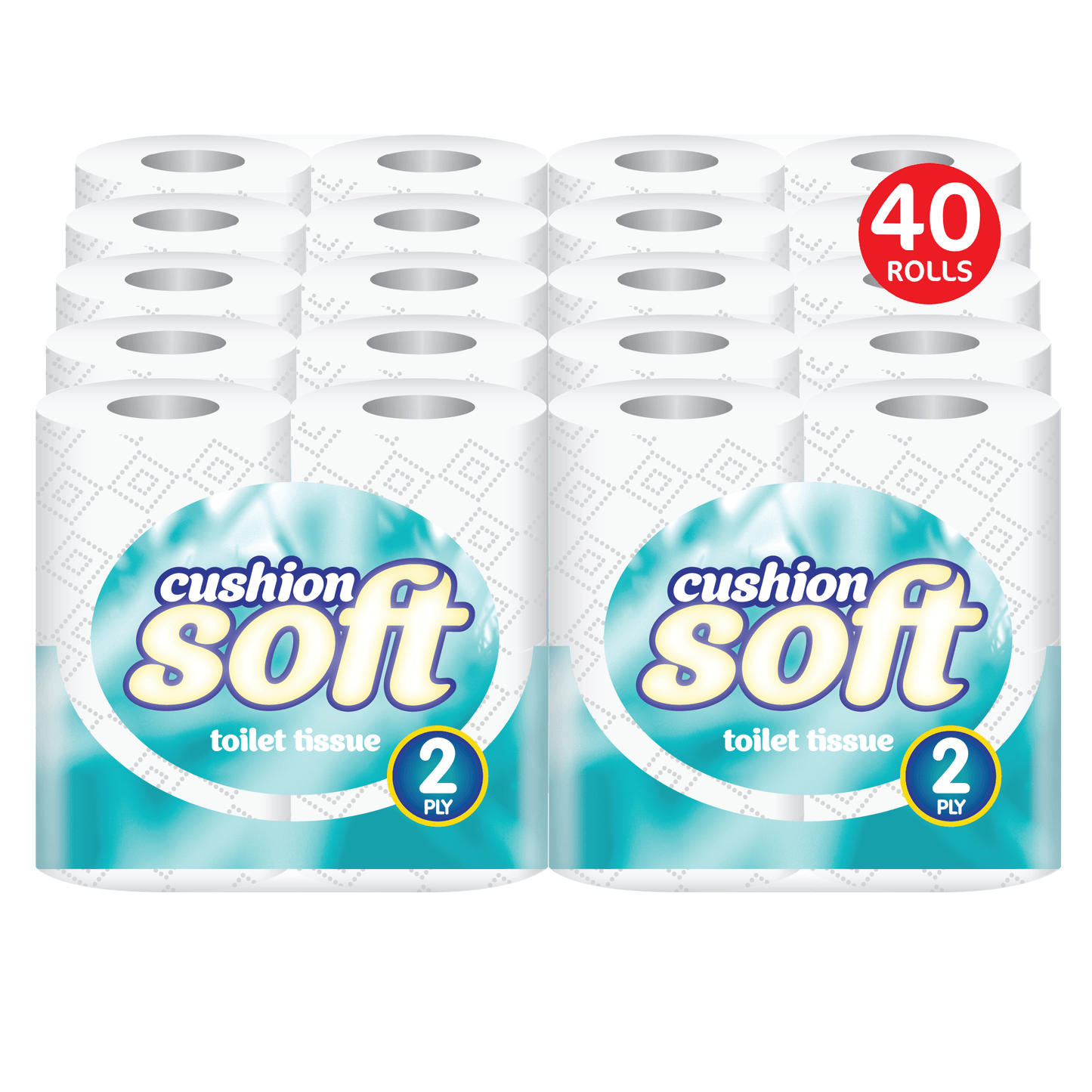 Cushion Soft Quilted Toilet Tissue Embossed 2-Ply Toilet Paper Strong, Unscented, Sustainably Sourced Bulk Pack 40