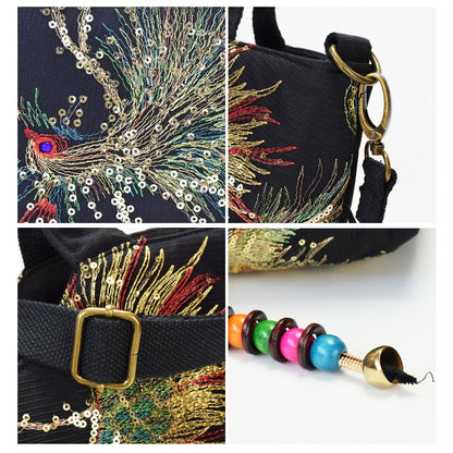 Wo 'S Embroidered Satchel Bag, Fashion Double Handle Purse, Retro Style Handbag with Removable Strap