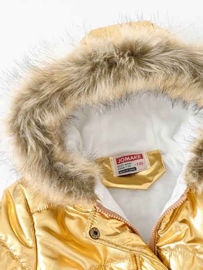 Children's Winter New Style Thickened Glossy Hooded Jacket for Boys and Girls, Mid-Length