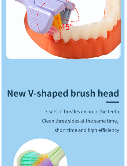 1pc Threesided Soft Bristle Toothbrush, Bristle Travel Toothbrush For Adult, Soft Bristle Toothbrush, Complete Teeth And Gum-Care Great Bristles Clean Each Tooth Soft And Gentle Toothbrush