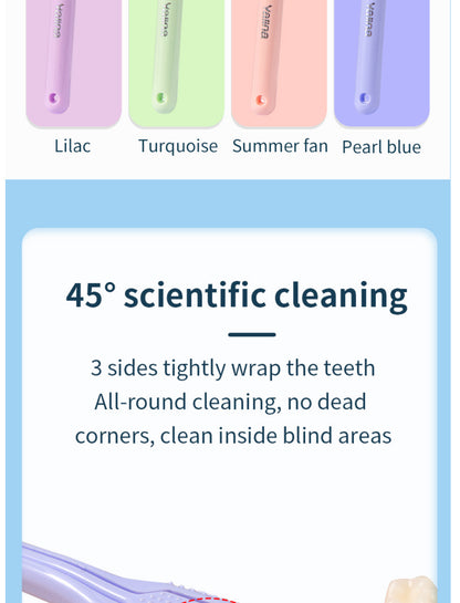 1pc Threesided Soft Bristle Toothbrush, Bristle Travel Toothbrush For Adult, Soft Bristle Toothbrush, Complete Teeth And Gum-Care Great Bristles Clean Each Tooth Soft And Gentle Toothbrush