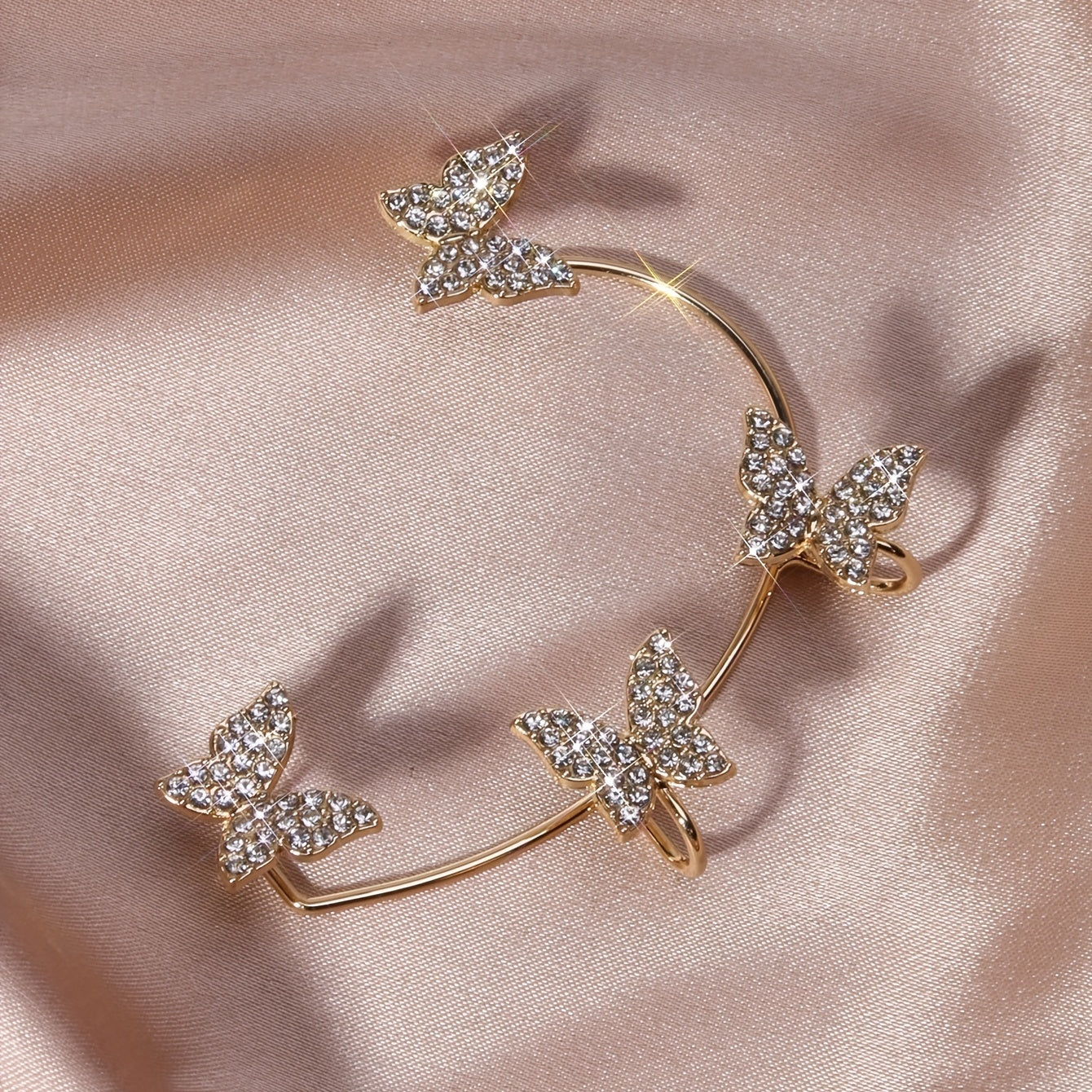 [Butterfly Luxury Golden Earrings] French-style Golden Sparkling Butterfly Luxury Butterfly Earrings