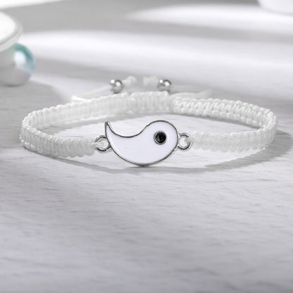 2pcs Best Friend Bracelets for 2 Adjustable Cord Thread Yin Yang Matching Bracelet for Bff Friendship Relationship Friendshop Boyfriend Girlfriend Valentines Gift, Suitable for Women