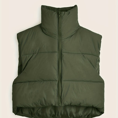 Women'S Sleeveless Vest - Vibrant Pink Slim-Fit Alternative Coat with Drawstring Hood, Zipper Front & Pockets for Fall/Winter Casual Wear, Casual Winter Wear | High Neckline Vest | Zippered Jacket